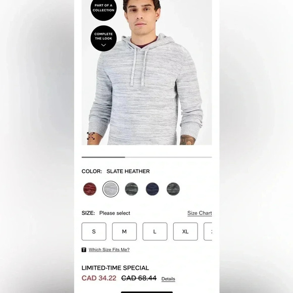 Better Cotton Sun+Stone Men Grey Solid Marled  Hooded Sweater with drawstrings - Picture 7 of 15